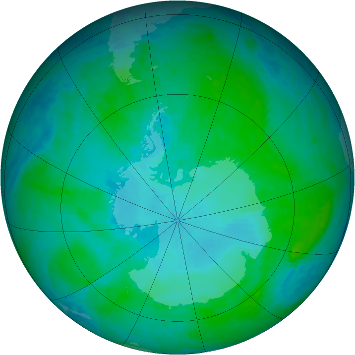 Antarctic ozone map for 24 January 2002